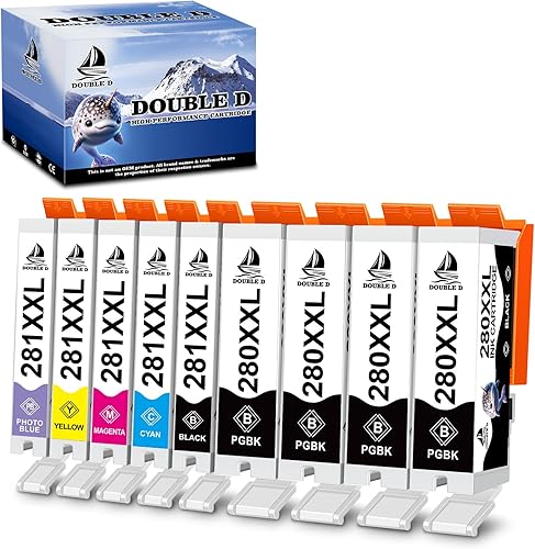 Miniatura 1 de DOUBLE D Cartuchos de tinta 280 281 compatibles con cartuchos de tinta Canon 280 y 281 PGI-280XXL CLI-281XXL para Canon PIXMA TS9120 TR7520 TR8520