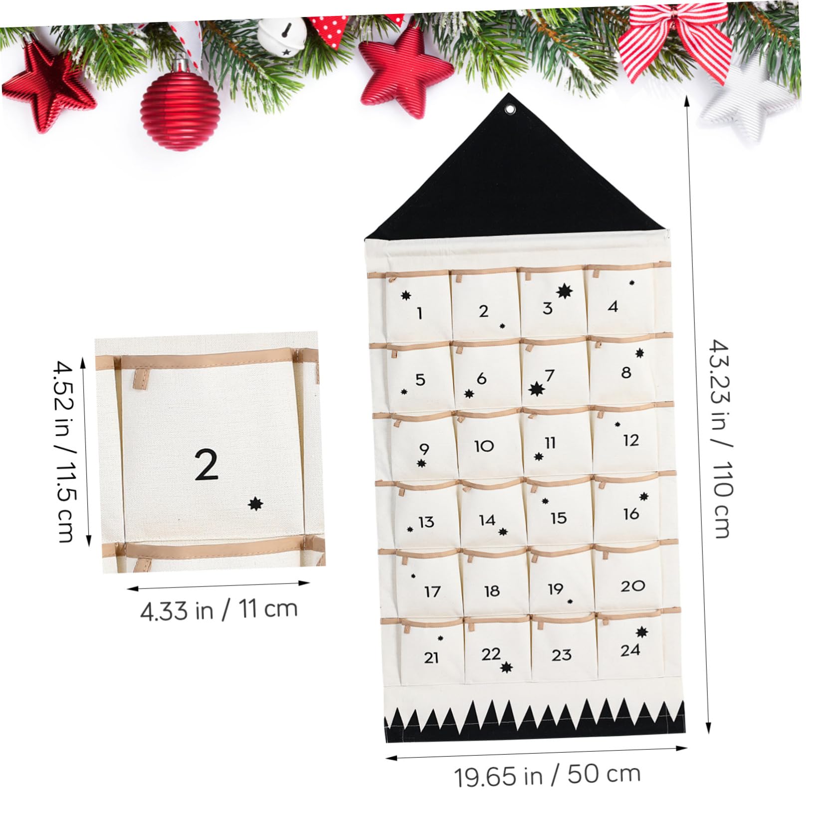 STOBOK Adventskalender Aus Canvas Mit 24 Fächern 120x47cm Wandbehang Organizer Für Kleinteile Praktische Aufbewahrungstasche Für Weihnachten Und Kinderzimmer