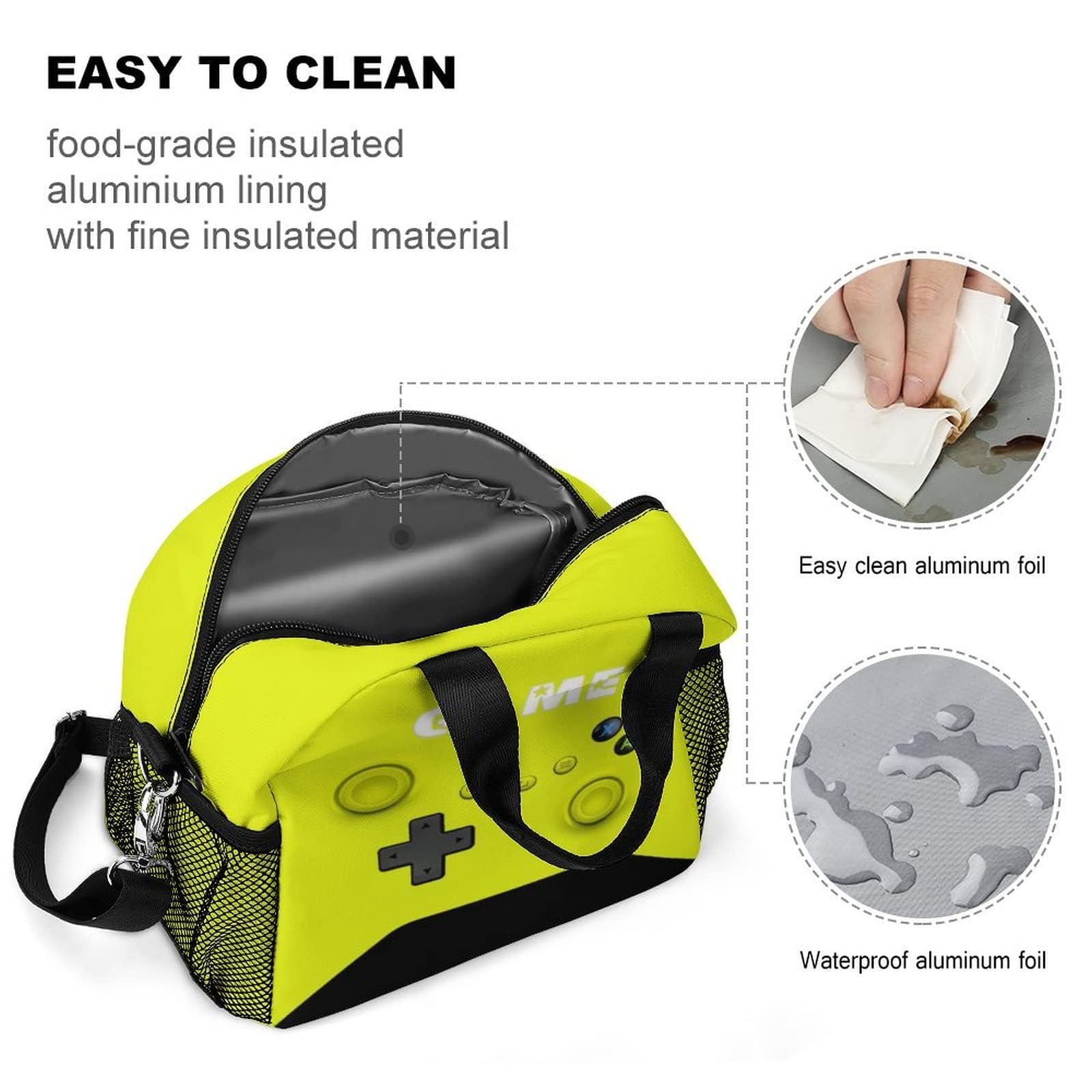 Bolsa de almuerzo de juego para niños y niñas, almuerzo de videojuegos aislada para entrenamiento, viajes, caja reutilizable, caja térmica para comida