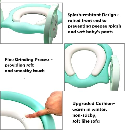 Vista 2 de HTTMT - Escalones infantiles con asiento de bebé para baño, ET-BABY001/002 Verde