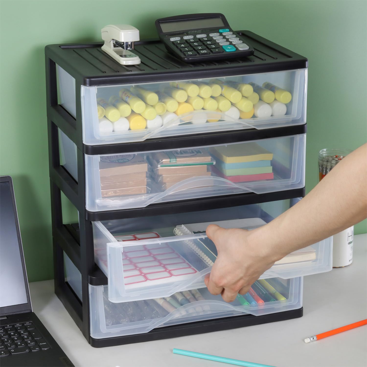 Clear Stackable Storage Drawers IRIS 4-Drawers Clear Stackable Plastic ...