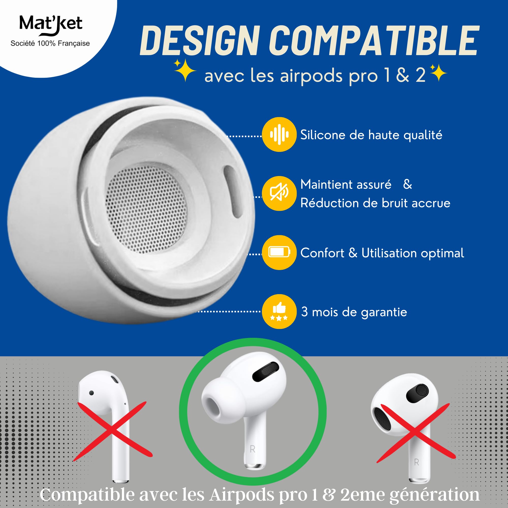 4 Paires Embouts De Rechange Pour AirPods Pro Gen 1&2 Par MMOBIEL - Embouts Auriculaires Silicones En Trou Réduction Bruit, Boîte Rangement Portable