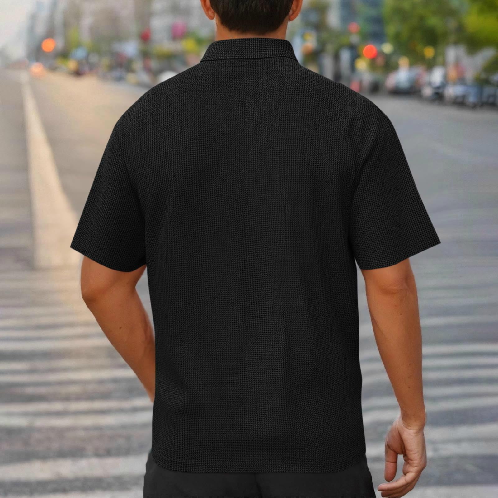Koszulka polo T-shirty męskie solidny kołnierz z klapą top z krótkim rękawem z listwą guzikową męskie wygodne ubrania do pracy i noszenia na co dzień
