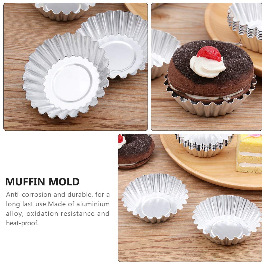 100 Piezas Cupcake Forrado Tarta De Huevo Taza para Hornear Magdalenas Moldes De Tarta Envoltorios De Cupcakes Horneado De Muffins Lata De Tarta Bandeja Ronda Aleación De Aluminio.