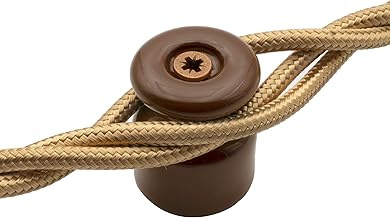 Amarcords - Abrazadera de cable con tornillos y tacos. 10 aisladores de porcelana de colores antiguos para instalaciones de cable trenzado de pared de color MARRÓN