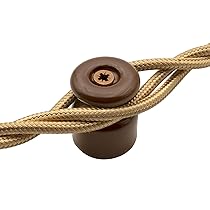 Amarcords – Fermacavo con viti e tasselli. 10 isolatori vintage in porcellana colorati per installazioni di cavi treccia a parete colore MARRONE