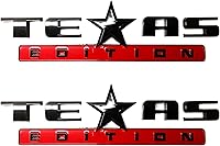 Vista 11 de 1 emblema de edición de Texas plateado, negro, plateado y rojo, todo negro/negro y rojo/bandera estadounidense plateada, bandera estadounidense