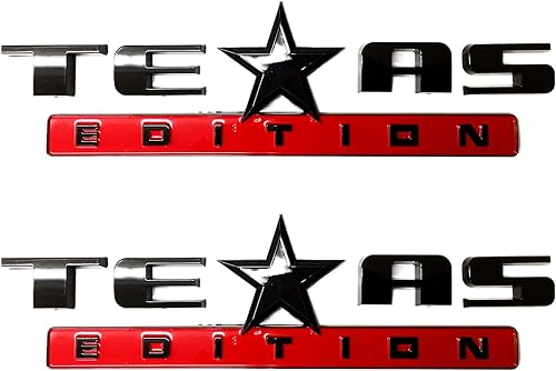 Emblema de edición de Texas, 1 unidad, 2 unidades, 3 unidades, plateado, negro, plateado y rojo, bandera estadounidense plateada, negra y plateada