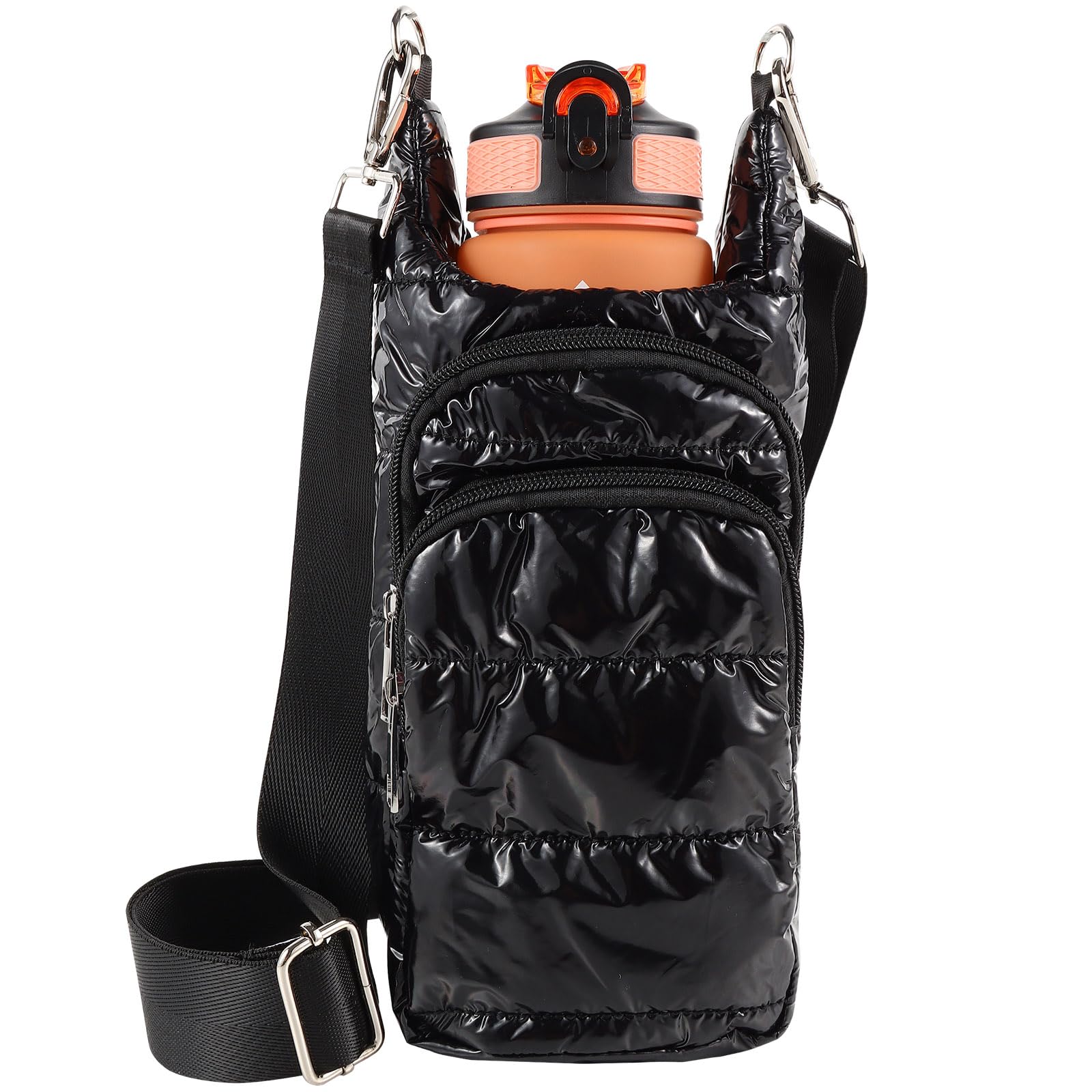 Dealkion Water Bottle Holder with Strap Water Bottle Carrier Bag Quilted Puffer Hydrobag Sling Purse Crossbody Bags for Women