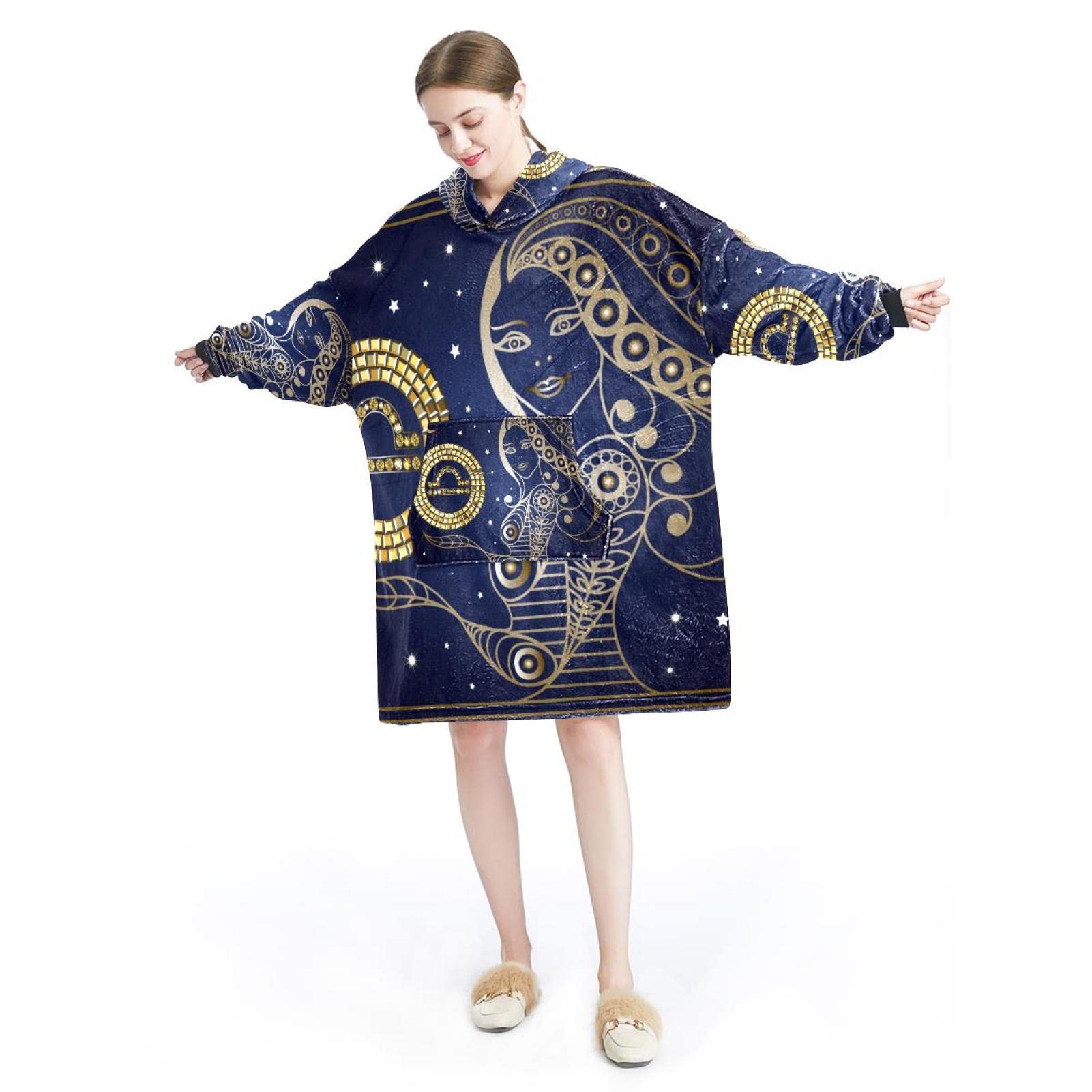 Bluza z kapturem do noszenia, oversize z kapturem dla kobiet, wygodna bluza damska ze znakiem zodiaku, wielobarwny, rozmiar uniwersalny