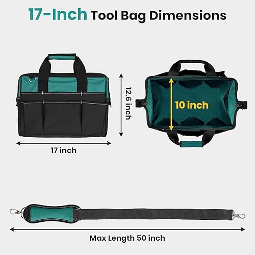 Miniatura 3 de Bolsa de herramientas resistente de 17 pulgadas, caja de herramientas de poliéster 1680D, bolsa de almacenamiento, bolsas de herramientas de