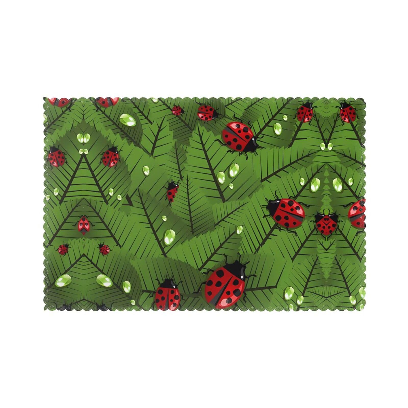 WHJSHOP Leaves and Ladybugs Prints Placemats Set of 6 12x18in – Transform Your Table into a Cozy Haven for Memorable Meals