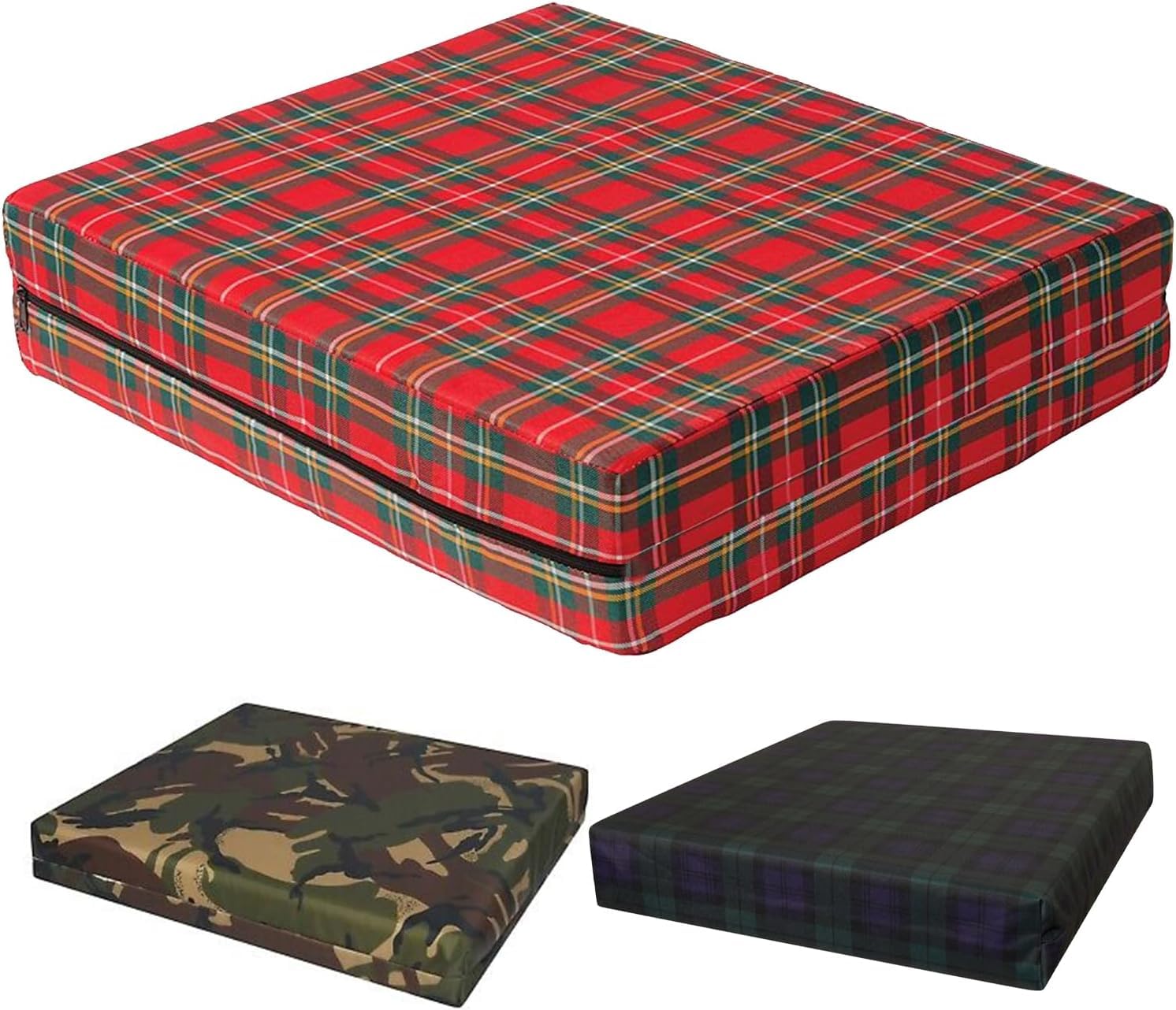 BrillarsPressure Relief Wheelchair/Seat Cushion, Chair Pad Car Garden Office Sofa Support Comfort Foam Removable Cover (Red Check, 20" x 18" x 2")