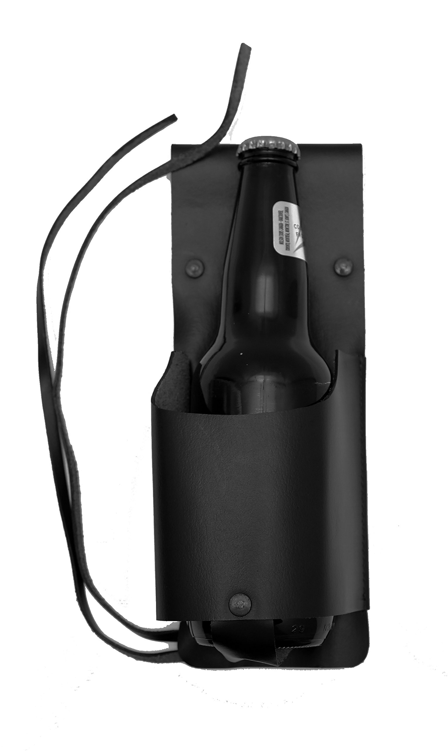 Ashlin® COWBOY Rustic Bottle & Can Holster HOLSTER, 100% Genuine Black Leather [BOTTLHLDR-08-01]