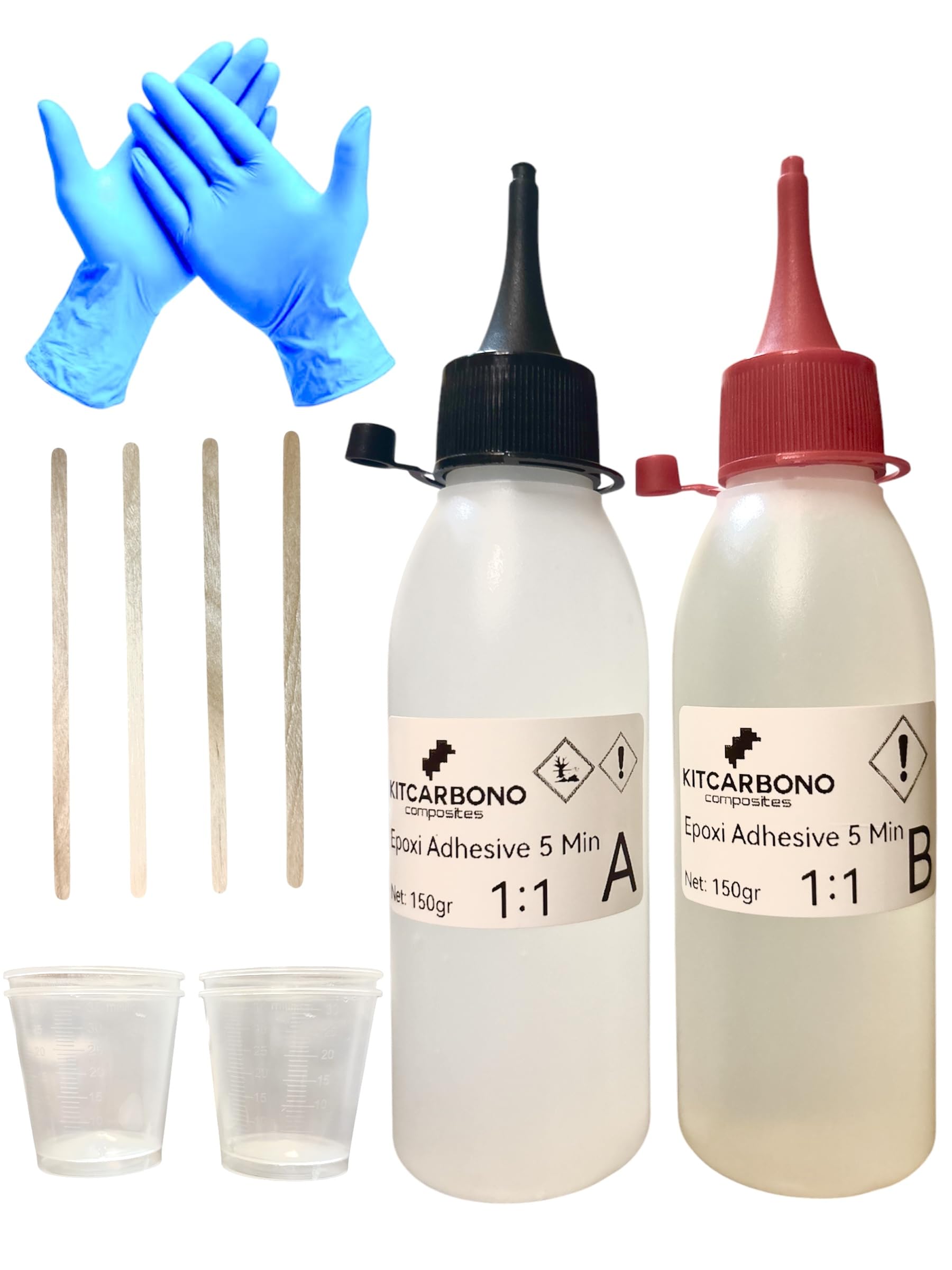 Pegamento Epoxi Profesional Ultrafuerte 300gr Resina Epoxi Extra Fuerte para Reparación Rapida, Adhesivo Epoxi 5 minutos para Madera, Cerámica, Metal, Fibra de Carbono
