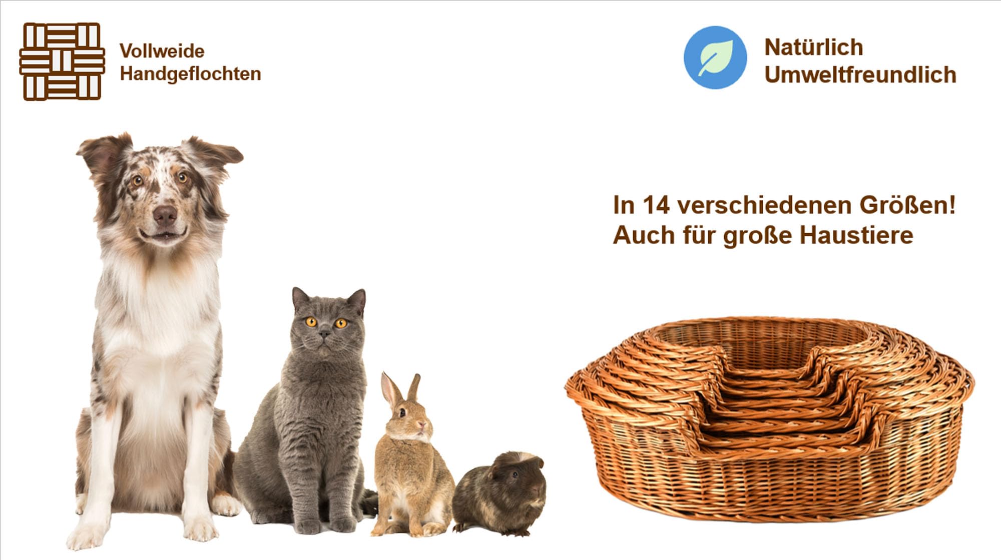 Cuccia per gatti, cuccia per cani, in vimini, cestino per animali domestici, K5-100-3 (larghezza x profondità x altezza: 50cm/34cm/16cm)