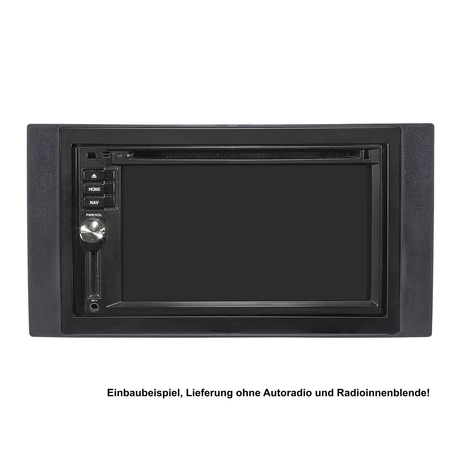 tomzz Audio 2415-072 Doppel DIN Radioblende Set kompatibel mit Ford Focus 2 Fiesta C-Max S-Max Galaxy Mondeo Kuga Transit schwarz Quadlockadapter ISO Antennenadapter Entriegelungsbügel