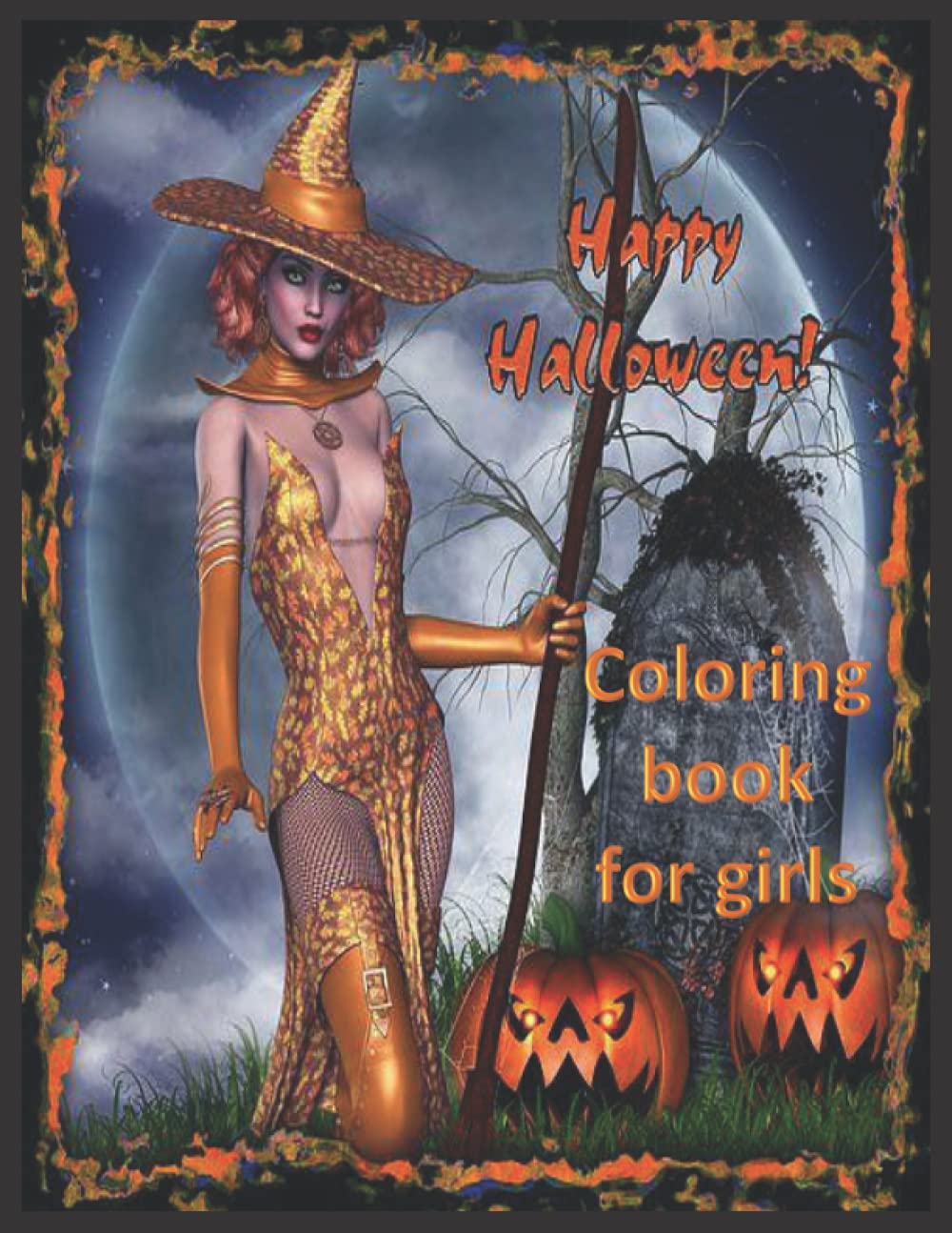 halloween coloring book for girls: Cute Beautiful Halloween design for Girls