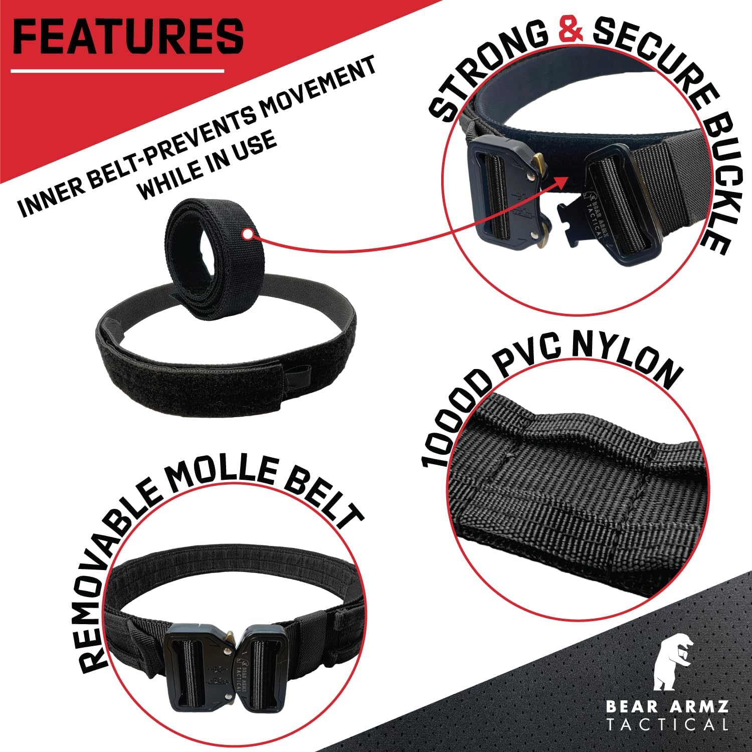 Battle Belt V2 - Molle Riggers, Duty and Inner Belt For Military, Range and Training Applications