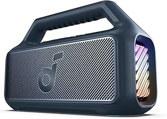 Boom 2 by Anker, Outdoor Speaker, 80W, Subwoofer, BassUp 2.0, 24H Playtime, IPX7 Waterproof, Floatable, RGB Lights, USB-C, Custom EQ, Bluetooth 5.3, Portable for Camping and Beach - Blue