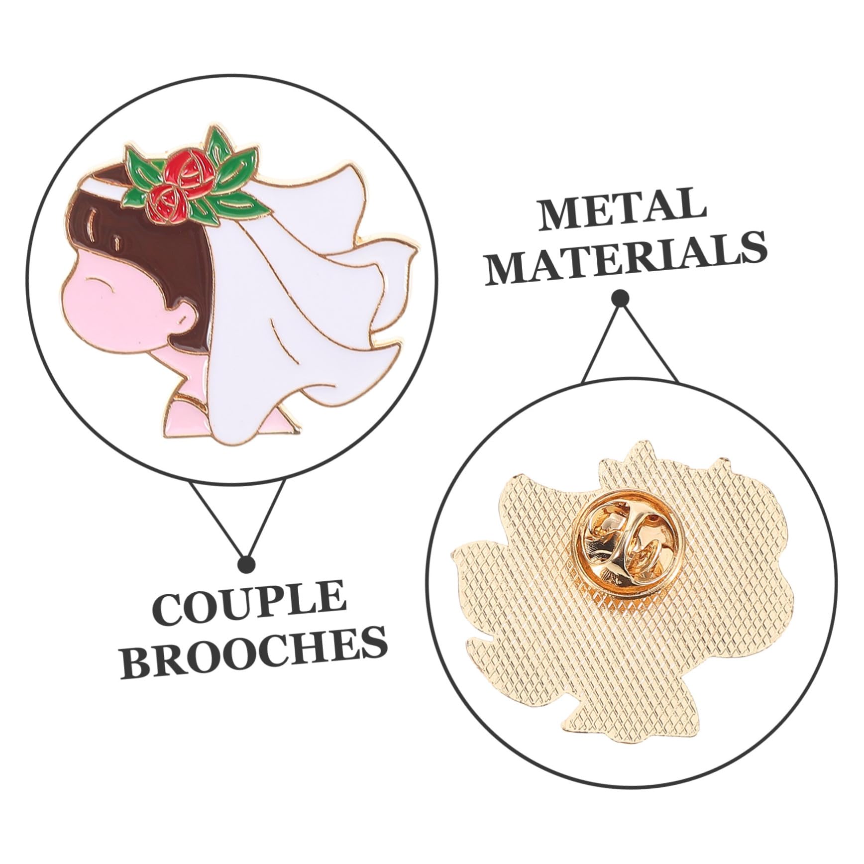 Jewellery 2Sets süße Cartoon Paare Brosche Pin Set Hochzeit Boutonniere Bag Hut Broschen Reversnadeln für Braut und Bräutigam 2pcs*2 Jewellery