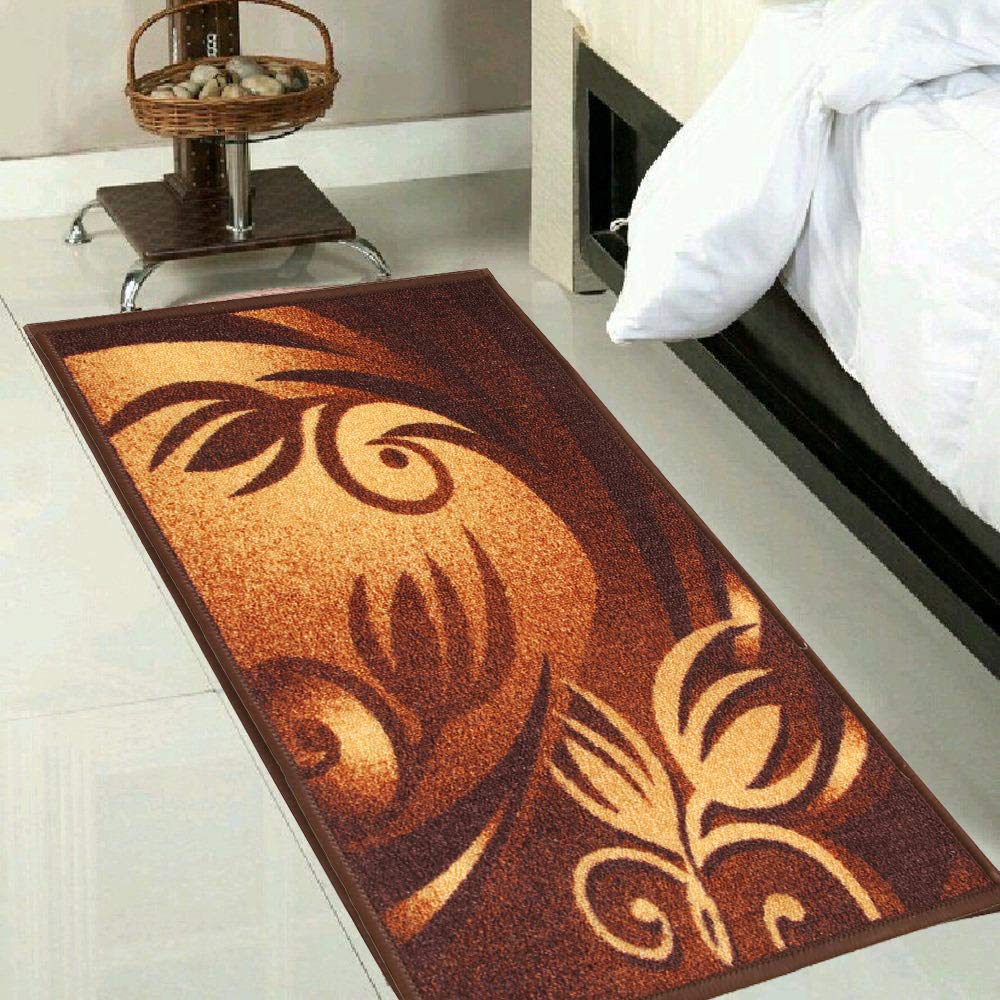 Kuber Industries Flower Design Cotton Bed Side Runner - 57" x 23" x 0.39", Brown-image-40