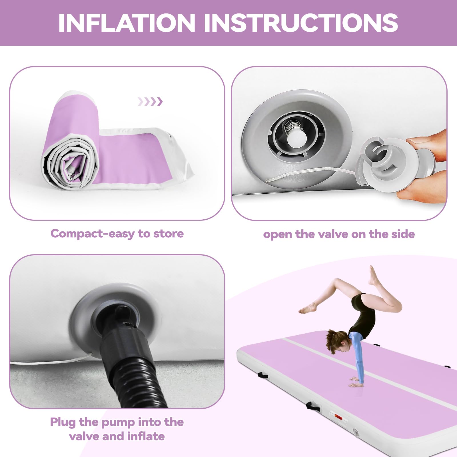 Tappetino da palestra gonfiabile, altezza 10/20 cm, lunghezza 3 m/4 m/5 m/6 m/7 m/8 m/9 m/10 m/11 m/12 m, per acrobazie, ginnastica, allenamento, con pompa ad aria