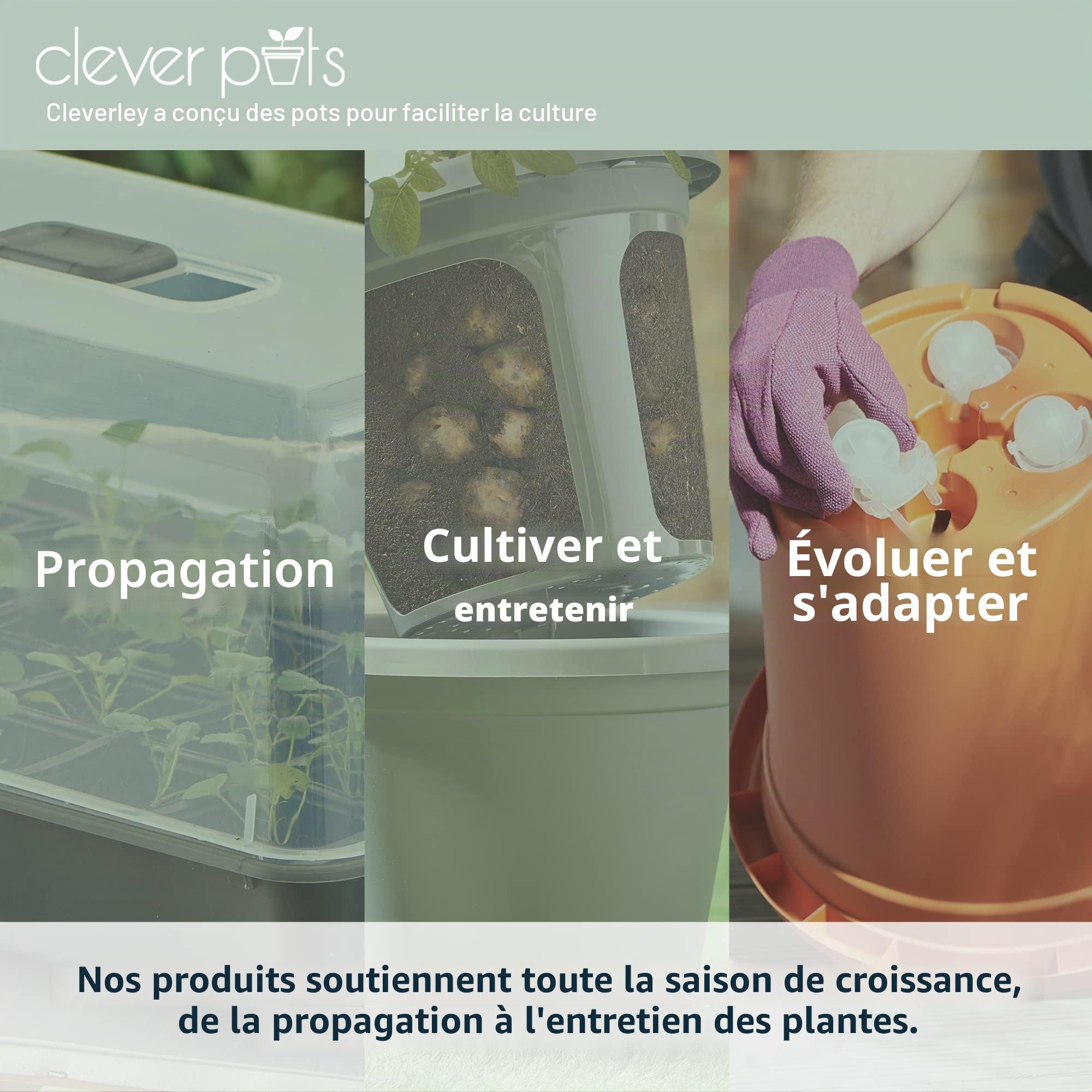 Clever Pots Jardiniere Plastique, Bac a Fleurs Rectangulaire 50cm, 6X Jardinières Extérieures et Interieures avec Drainage pour Fleurs et Plantes, Balcon, Serre, Jardin, Veranda, Patio - Terracotta