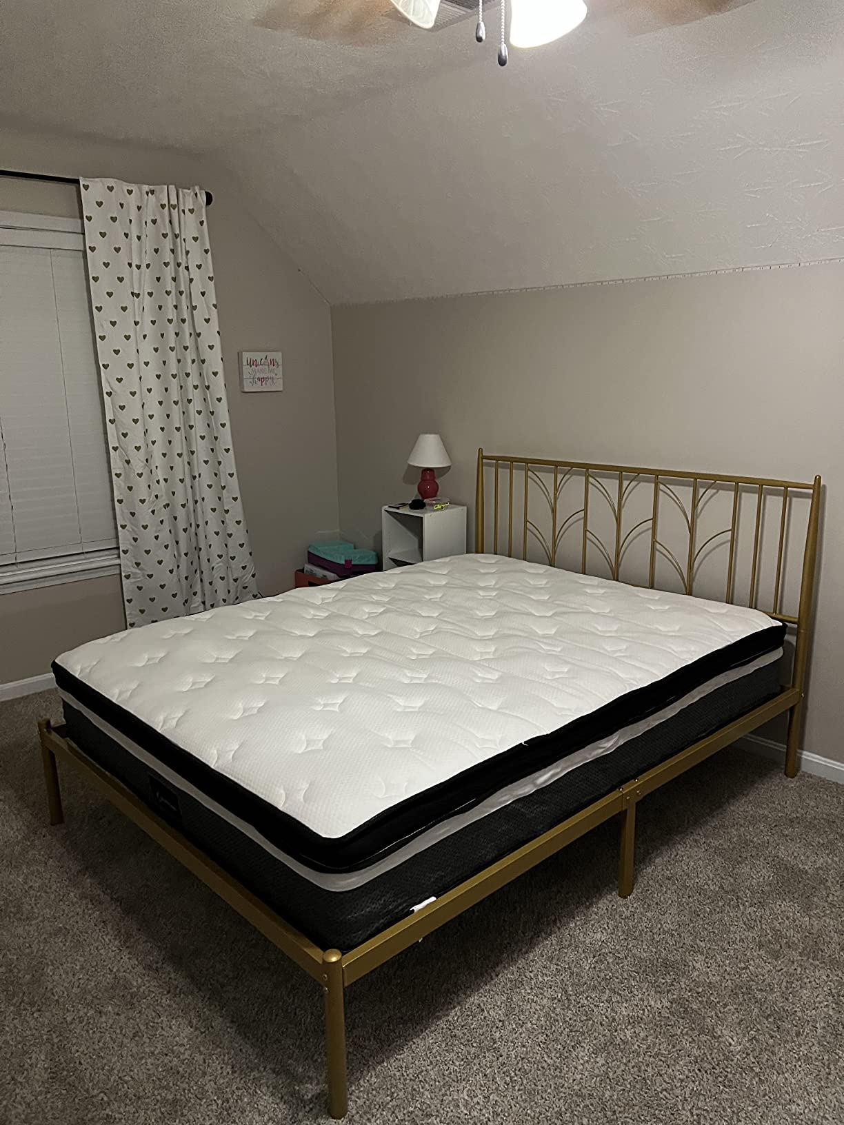 28/mo Finance Senfot Queen Bed Frame, Gold Metal Full Size Platform