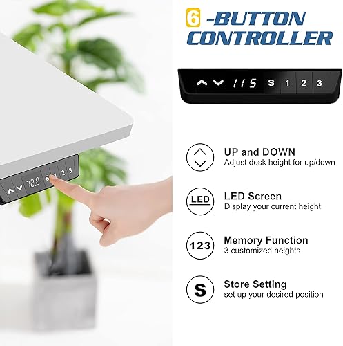 Vista 12 de Vongrasig Escritorio eléctrico de pie ajustable en altura, 63 x 24 pulgadas, mesa de pie para oficina en casa, estación de trabajo para computadora