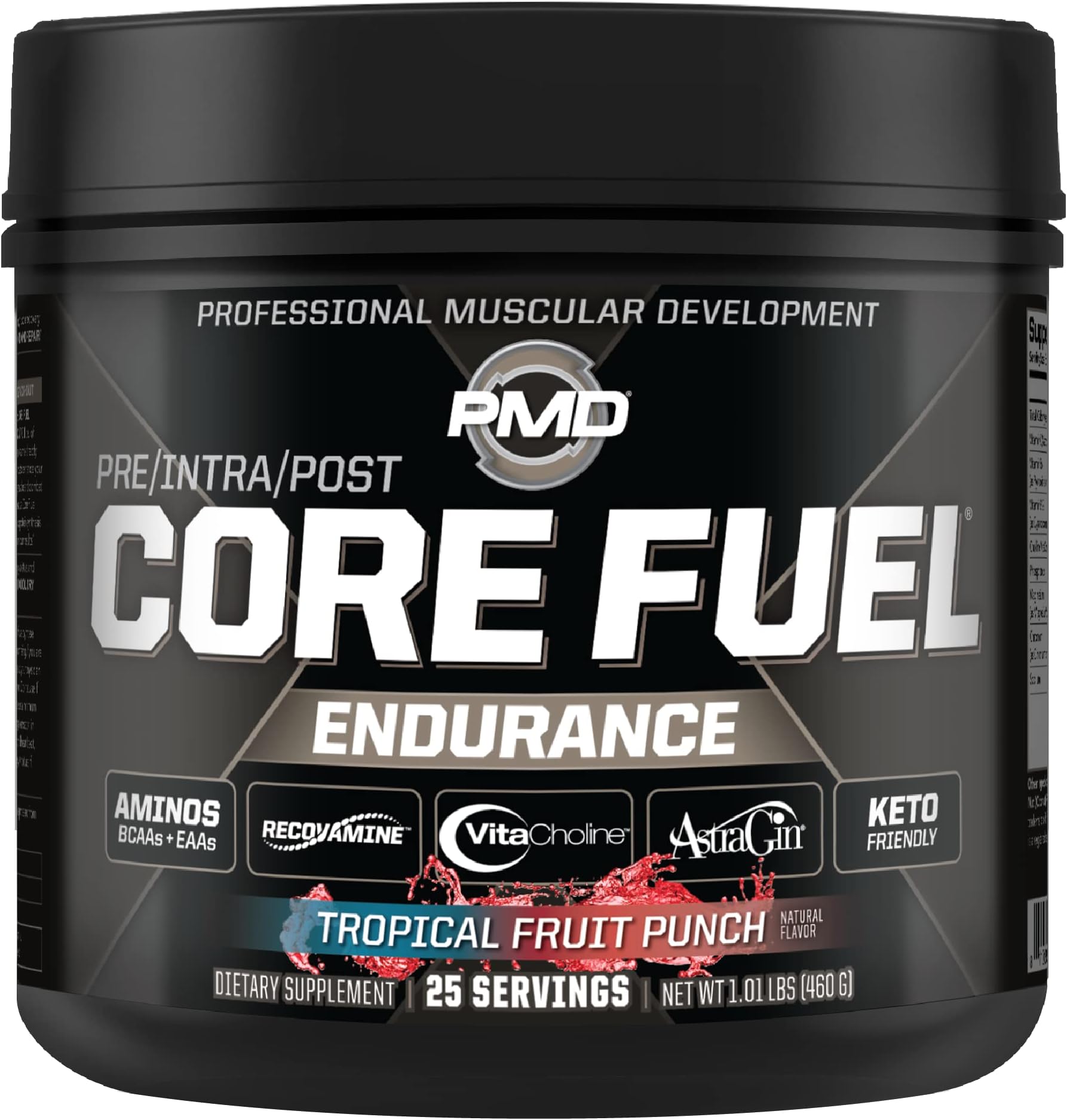 PMD Sports Core Fuel Endurance, Performance & Recovery - BCAAs, EAAs, Beta Alanine, Betaine Anhydrous, Glutamine, Electrolytes - Muscle Growth, Strength - Stim Free, Tropical Fruit Punch (25 Servings)