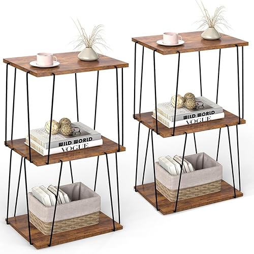 Miniatura 8 de Mesa auxiliar alta, mesa auxiliar pequeña, mesa decorativa de 29 pulgadas de alto, mesita de noche para sala de estar, dormitorio y oficina, blanco