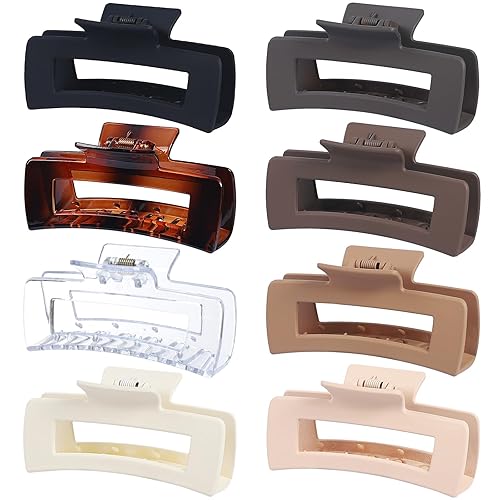 Miniatura 1 de Pinzas grandes para el cabello de 4.1 pulgadas, 8 pinzas rectangulares grandes para cabello grueso, pinzas de garra antideslizantes, pinzas