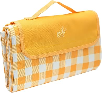 Pelle & Sol Picnic Blanket Waterproof, 200x140CM Foldable Picnic Mat - Outdoor Beach Blanket - Slip Resistant w/Carrying Handle - Sandproof & Washable Beach Mat for Garden, Hiking, Camping