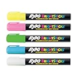 Bright Sticks, Wet Erase Fluorescent Markers, Bullet Tip, Assorted Colors, 5 Count - Whiteboard, Calendar, Organization, Teacher Supplies
