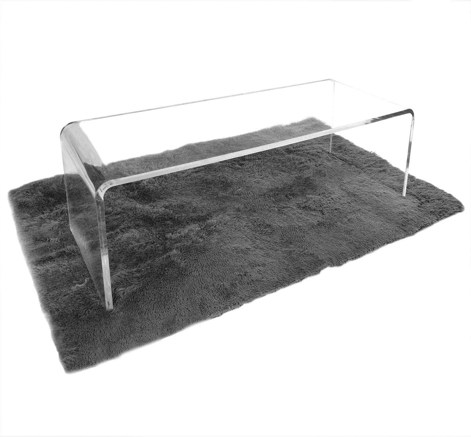 Amazon Com Wahfay Acrylic Coffee Table 50 L X 20 W X17 H X 4 5 Thick Modern Clear Table For Living Room Waterfall Table With 1 5mm Pvc Table Cover Protector Kitchen Dining