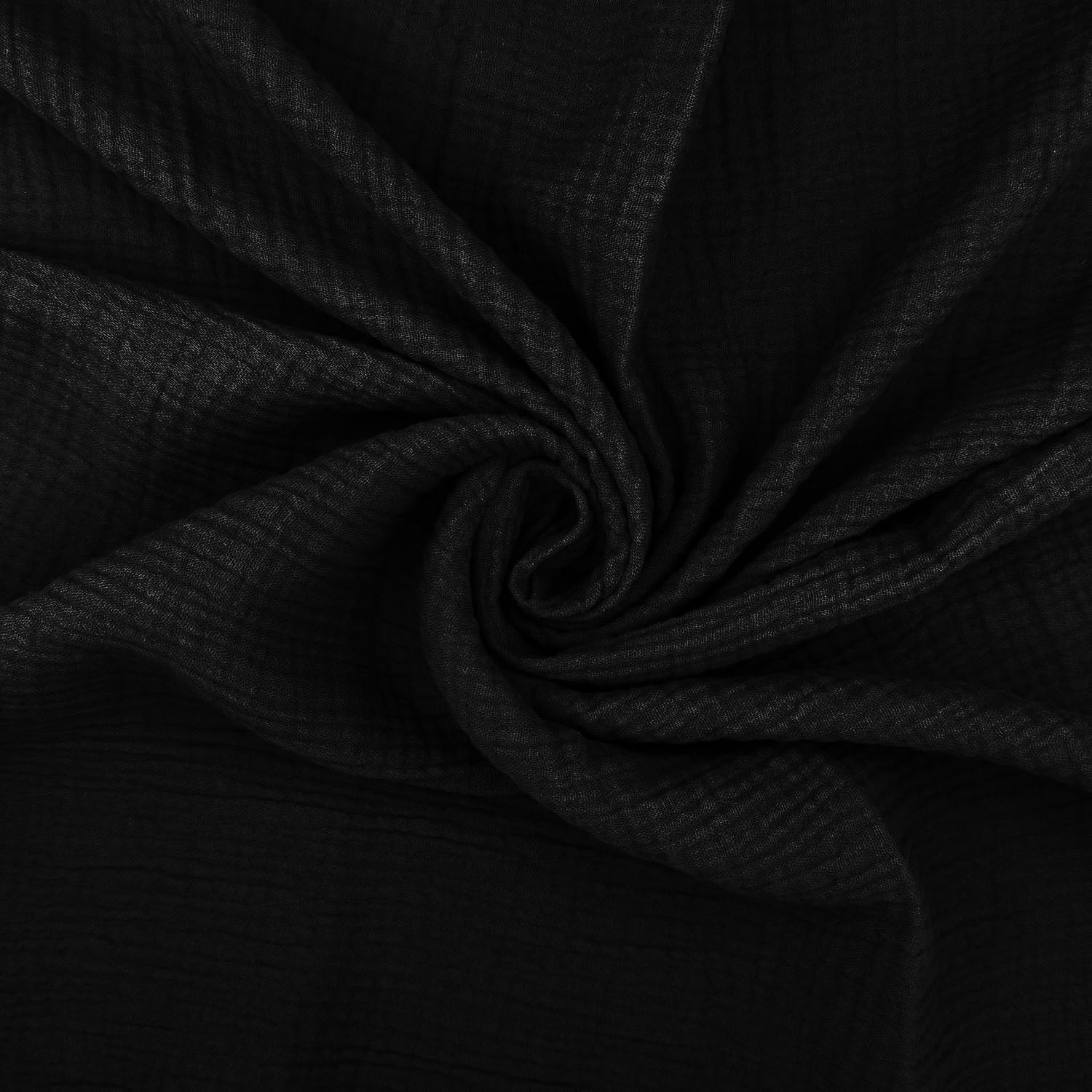 Discover Lifestyle & Fashion Fabrics Black Double Gauze 100% Cotton Plain Fabric Dress Making Lightweight Muslin Baby Swaddle Blankets Scarves Summer Clothing | 53" - 135 Cm Wide | Per Metre (Black)