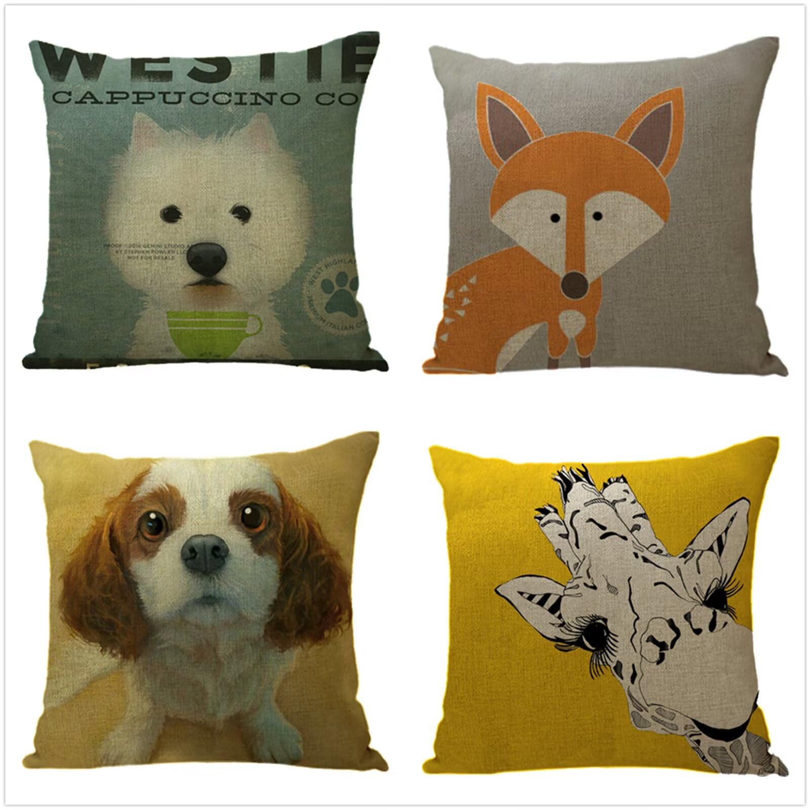 Juego de 4 Impermeable Funda de Cojín Animales encantadores,65x65cm Moderno Suave Transpirables Lino Fundas de Almohada Cojines Decorativos con Cremallera Oculta para Exterior Sofá Cama Coche Hogar
