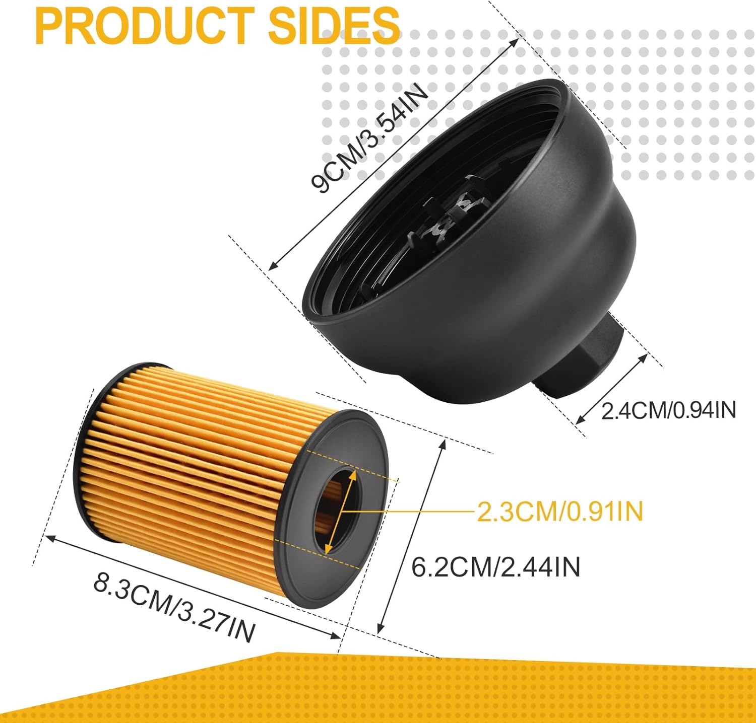 Oil Filter Housing Cover Cap Assembly w/ 3Pcs Oil Filters Compatible with 2021-2023 Santa Cruz Sonata Tucson Kia K5 Sorento Sportage L4 2.5L Part Number 263152J000 263502S000