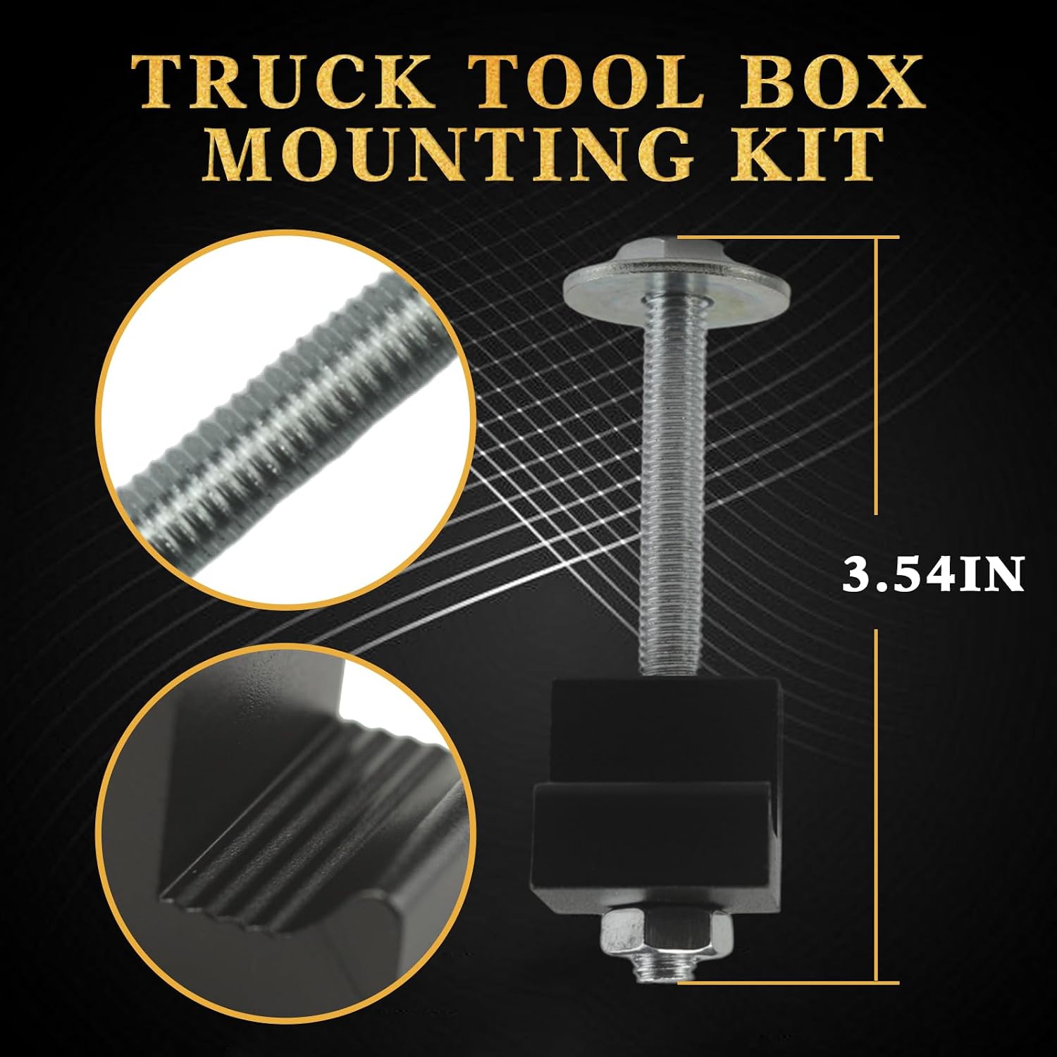 Truck Tool Box Mounting Kit,J Hook Crossover Toolbox Clamps for Pickup,Universal Truck Tool Box Tie Down (J-Clamp,4 Pcs,Black)