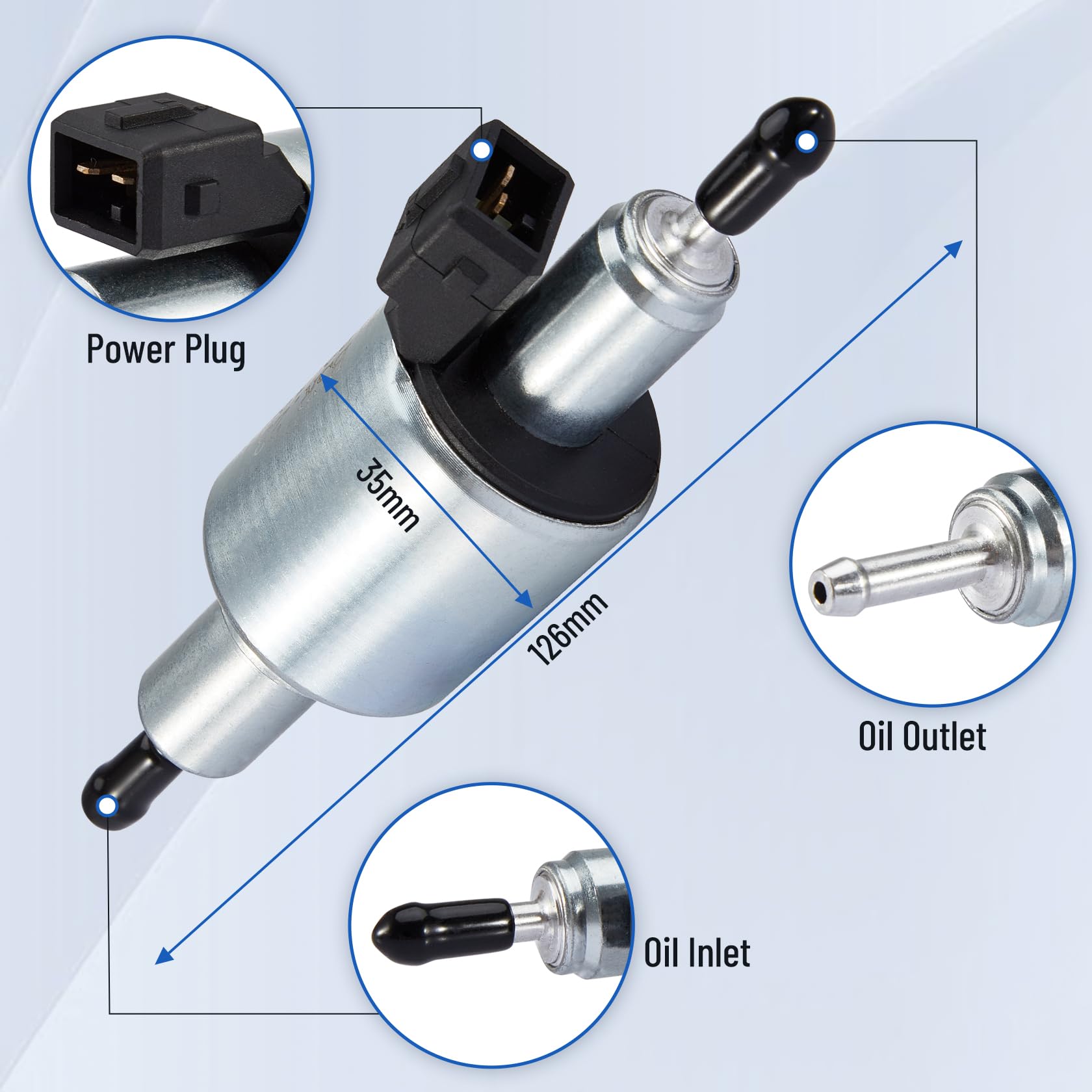 Pindex Pompa paliwowa nagrzewnicy na olej napędowy 12 V 22 ml, pompa oleju parkingowego do nagrzewnicy powietrza na olej napędowy 1 kW 2 kW 5 kW
