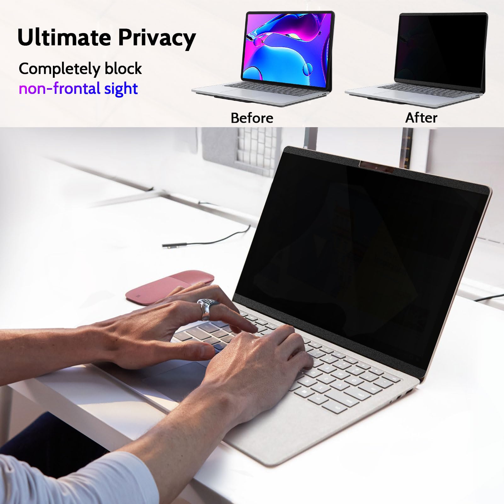 Peslv Écran de confidentialité magnétique pour Microsoft Surface Laptop Studio 2/1 14,4", filtre anti-reflet de lumière bleue amovible, protection contre les espions noirs