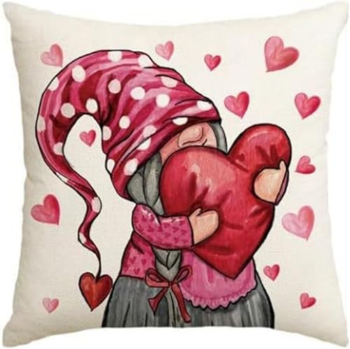 xuzhiyuan Hello Valentine's Day Love You More - Almohada de 18 x 18 pulgadas con diseño de rayas Love Forever Love Dwarf