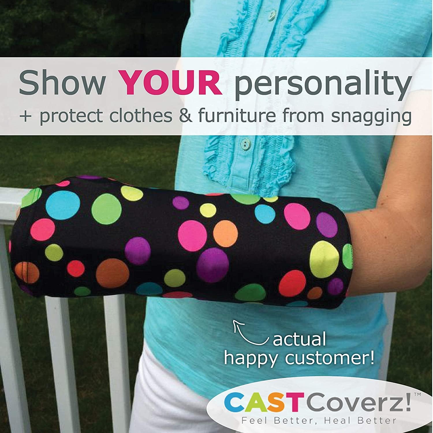 CastCoverz! Designer Arm Cast Cover - Peace of Fun - Large Short: 13" Length X 13" Circumference - Removable and Washable - Made in USA