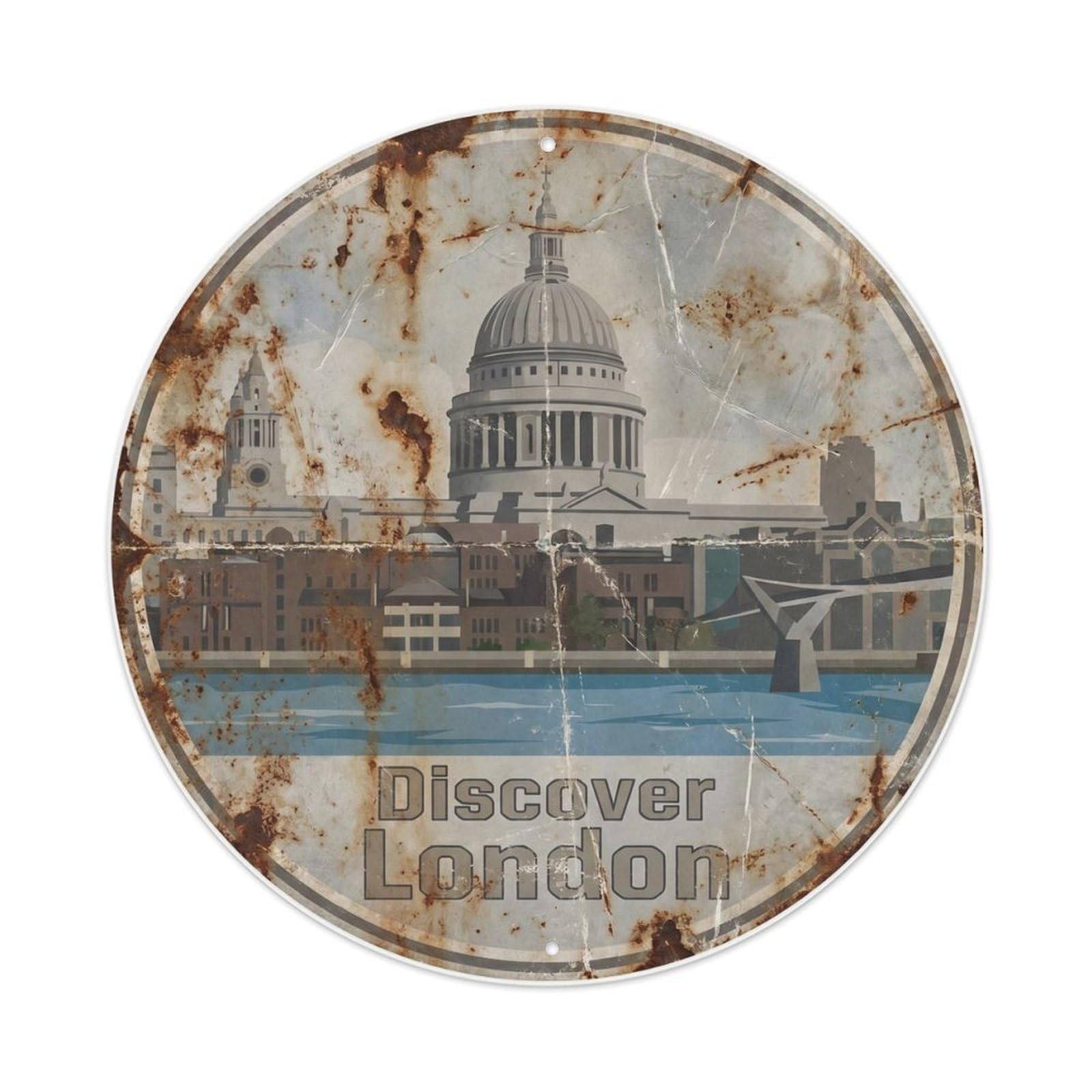 Fqcyn Style Vintage Travel London Cathedral River Metal Tin Sign