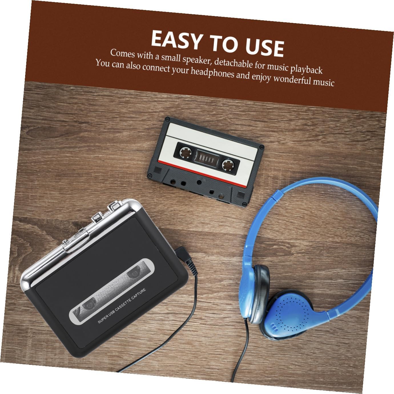 USB Cassette Player to Mp3 Converter with Detachable Speaker