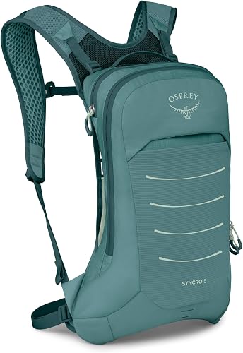 Osprey Syncro 5L Unisex Lightweight Hiking, Mountain Biking Hydration Pack with Water Bladder, Cascade Blue