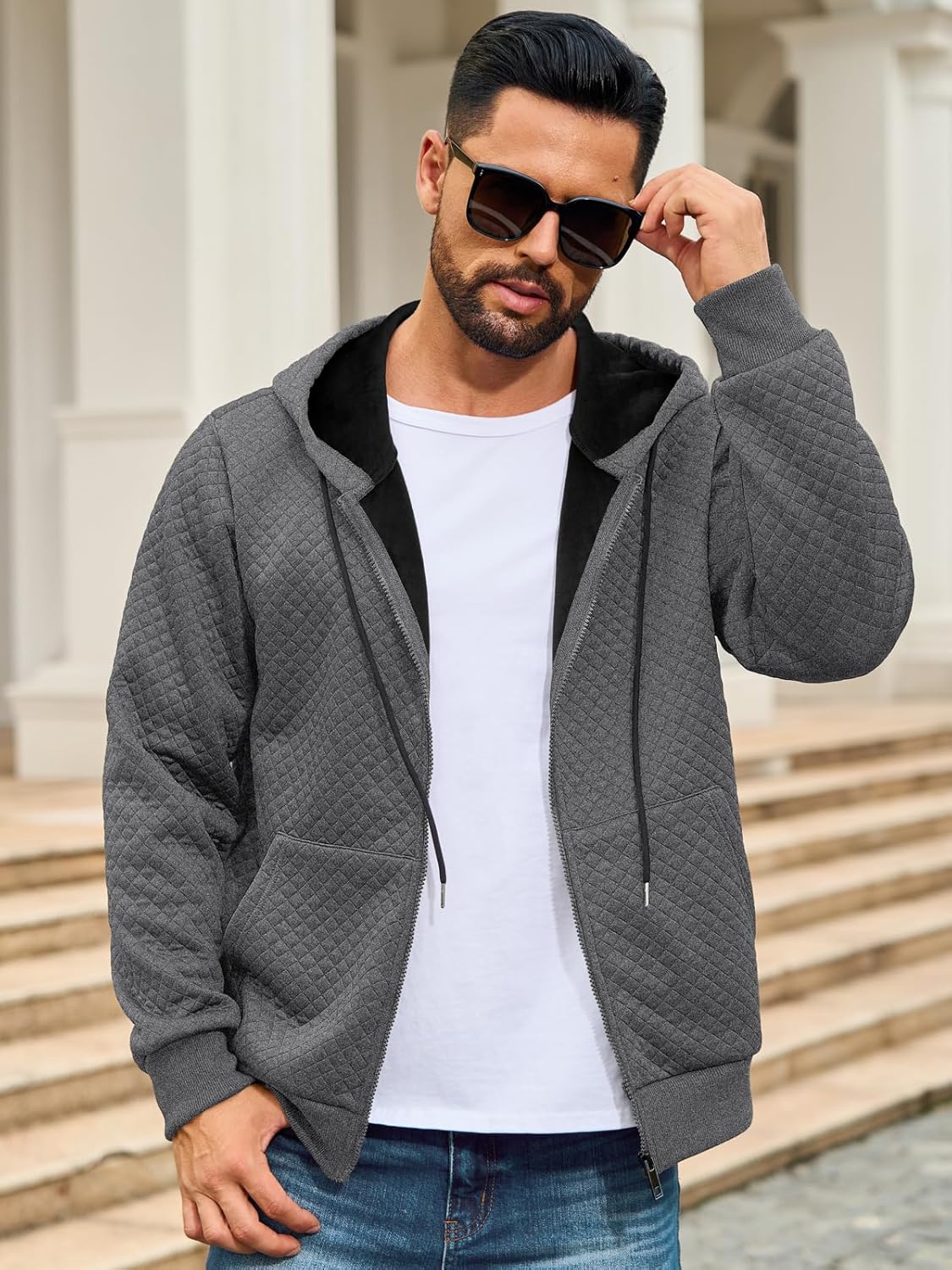 Auxo Mens Zip Up Hoodie Full-Zip Hooded Sweatshirts Heavyweight Sherpa Hoodies Fleece Jackets Winter Warm Coats - Image 9