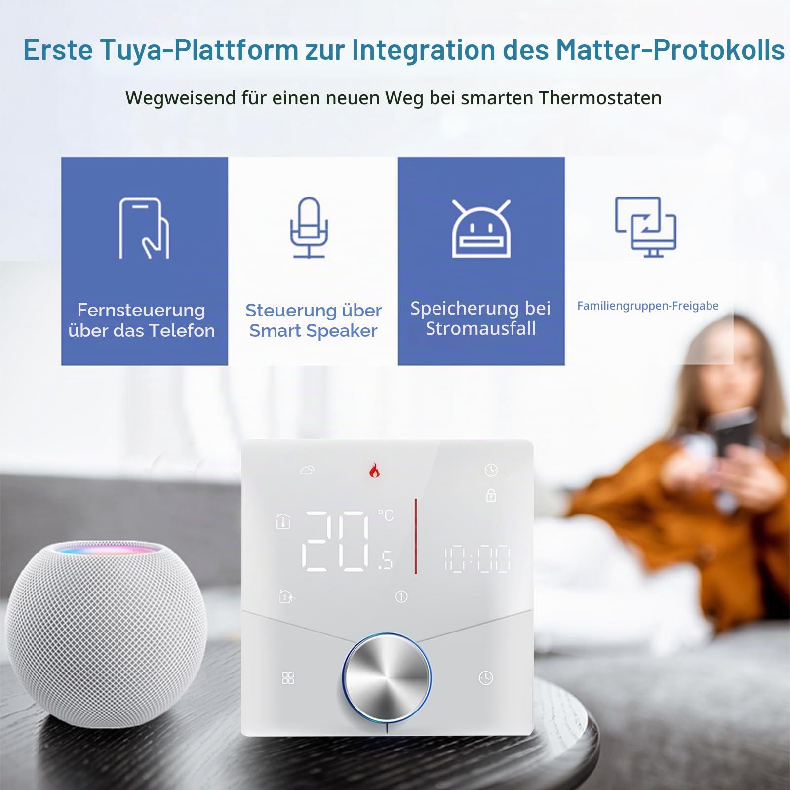 Matter Thermostat als Regler für elektrische Fußbodenheizung