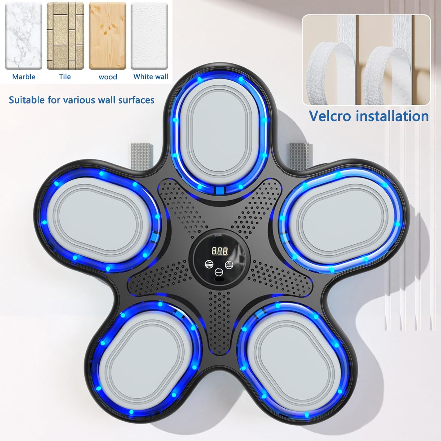 2025 Music Boxing Machine with Boxing Gloves, Smart Bluetooth Boxing Machine with LED Electronic Wall Mounted, Music Boxing Target Workout Punching Equipment for Home(Upgrade)